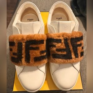 Authentic Fendi shearling slip on sneakers women’s size 40
